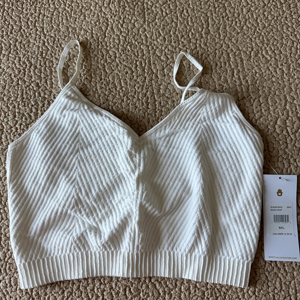 Spiritual Gangster White Ribbed Camisole